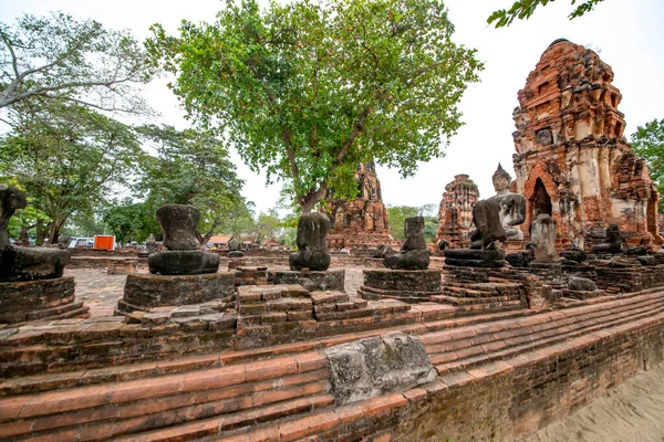 Αρχαίος Ναός Του Wat Mahathat Ayutthaya Ταϊλάνδη — Φωτογραφία Αρχείου