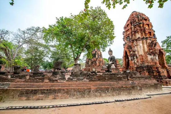 Templo Antigo Wat Mahathat Ayutthaya Tailândia — Fotografia de Stock