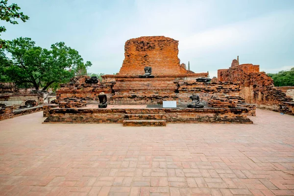 Starożytna Świątynia Wat Mahathat Ayutthaya Tajlandia — Zdjęcie stockowe