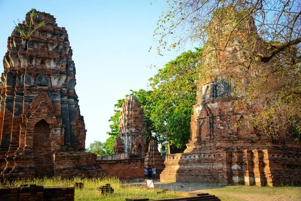 Pietra Antiche Rovine Wat Mahathat Tempio Ayutthaya Thailandia — Foto Stock