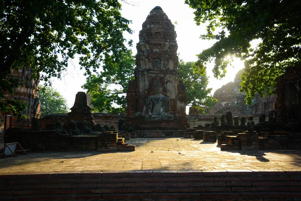 Sedící Socha Buddhy Ayutthaya Thajsko — Stock fotografie