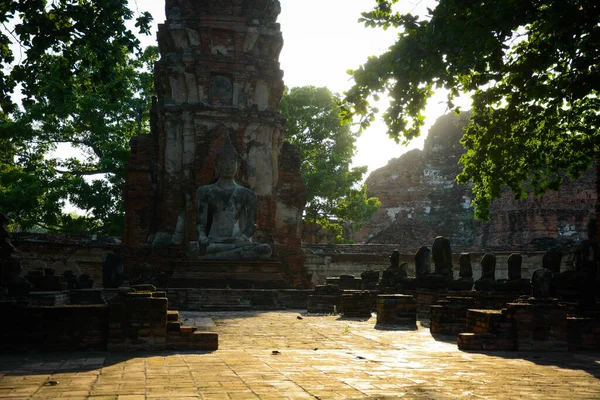 Sedící Socha Buddhy Ayutthaya Thajsko — Stock fotografie