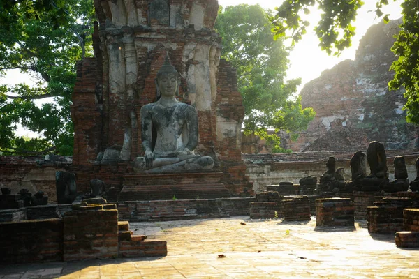 Sedící Socha Buddhy Ayutthaya Thajsko — Stock fotografie