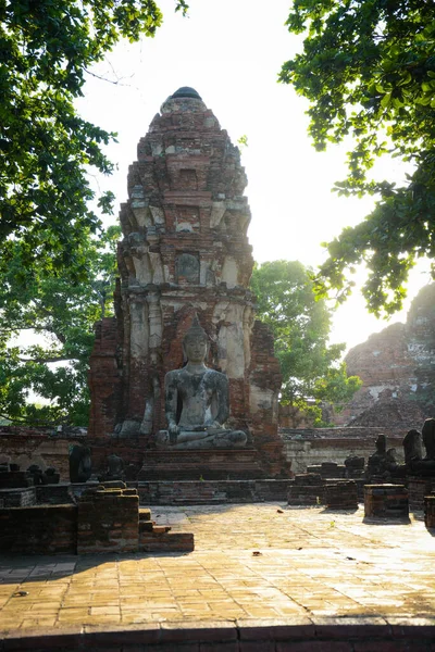 Siedzący Posąg Buddy Ayutthaya Tajlandia — Zdjęcie stockowe