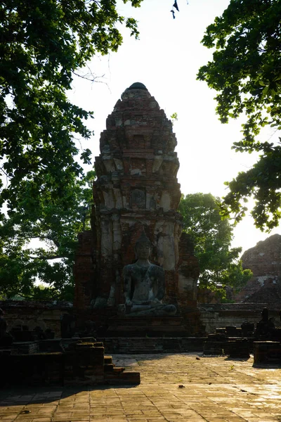 Siedzący Posąg Buddy Ayutthaya Tajlandia — Zdjęcie stockowe