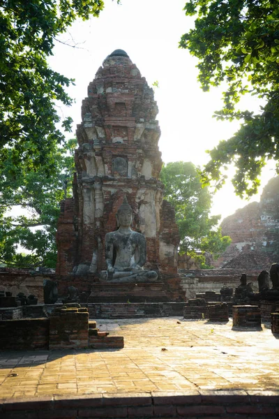 Siedzący Posąg Buddy Ayutthaya Tajlandia — Zdjęcie stockowe