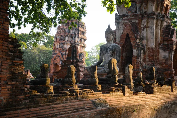 Sedící Socha Buddhy Ayutthaya Thajsko — Stock fotografie