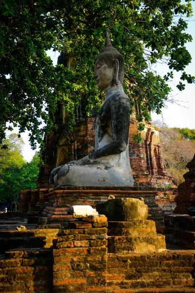 Estátua Buda Sentado Ayutthaya Tailândia — Fotografia de Stock