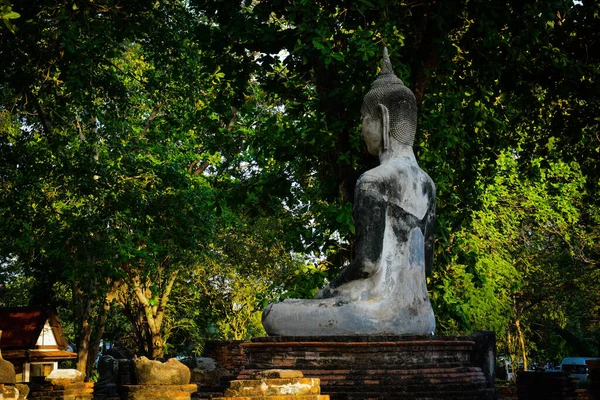 Estátua Buda Sentado Ayutthaya Tailândia — Fotografia de Stock