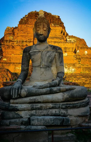 Estatua Buda Sentada Ayutthaya Tailandia —  Fotos de Stock