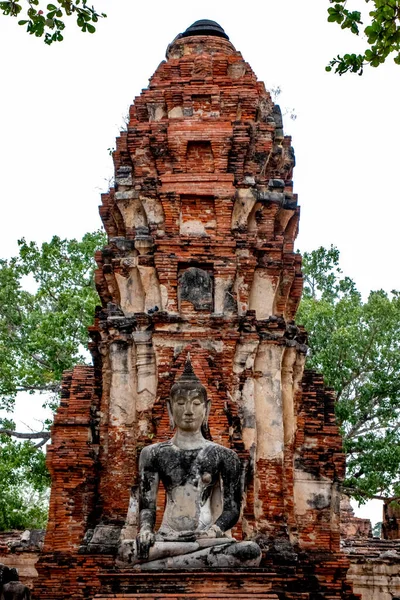 Stenen Oude Ruïnes Van Wat Mahathat Temple Ayutthaya Thailand — Stockfoto