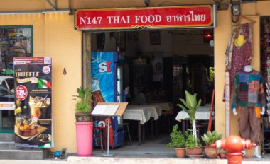 Tayland. Bangkok 'ta. Khao San Yolu manzaralı..