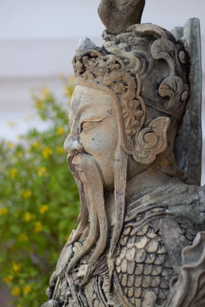 Close Estátua Pedra Wat Pho Temple Tailândia — Fotografia de Stock