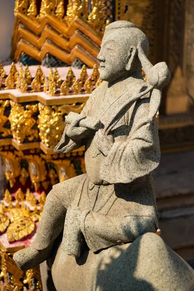 Крупный План Каменной Статуи Храма Ват Пхо Таиланд — стоковое фото