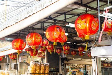 Tayland. Bangkok 'ta. Çin Mahallesi 'nin güzel manzarası.