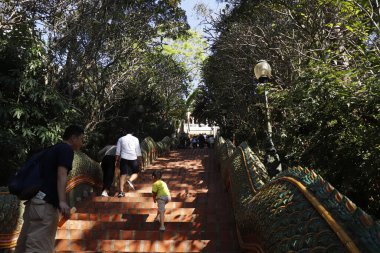Tayland. Chiang Mai. Wat Doi Suthep tapınağının manzarası..