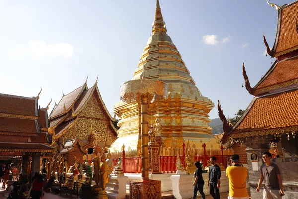 Thailandia Chiang Mai Una Vista Del Tempio Wat Doi Suthep — Foto Stock