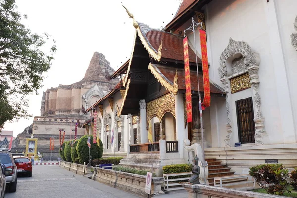 Thaiföld Chiang Mai Vagyok Kilátás Wat Chedi Luang Templomra — Stock Fotó