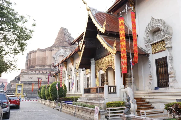 Thailand Chiang Mai Een Uitzicht Wat Chedi Luang Tempel — Stockfoto