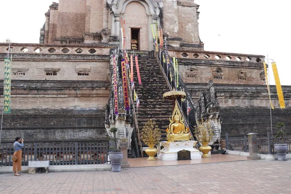 Tajlandia Chiang Mai Widok Wat Chedi Luang Temple — Zdjęcie stockowe