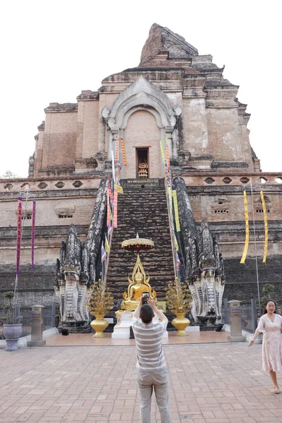 Tajlandia Chiang Mai Widok Wat Chedi Luang Temple — Zdjęcie stockowe