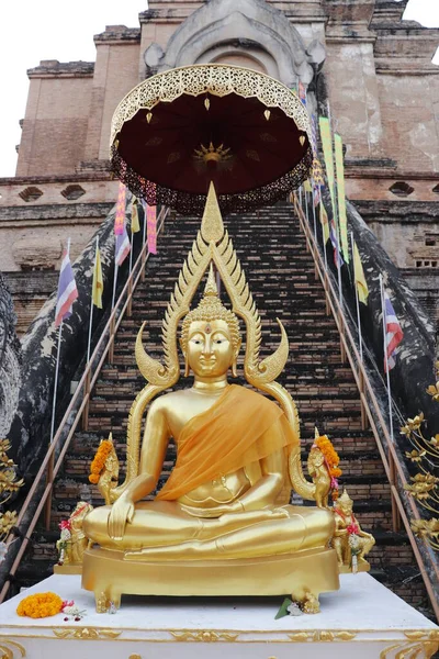Thaiföld Chiang Mai Vagyok Kilátás Wat Chedi Luang Templomra — Stock Fotó