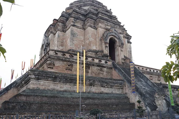 Tailândia Chiang Mai Uma Vista Templo Wat Chedi Luang — Fotografia de Stock