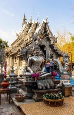Tayland. Chiang Mai. Wat Sri Suphan 'ın manzarası, Gümüş Tapınak.