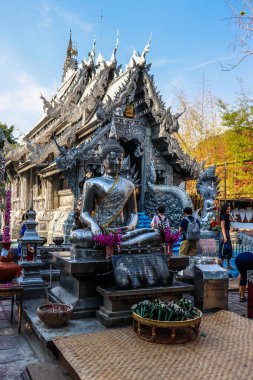 Tayland. Chiang Mai. Wat Sri Suphan 'ın manzarası, Gümüş Tapınak.