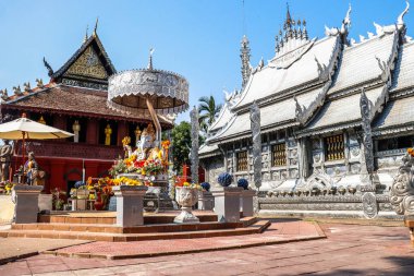 Tayland. Chiang Mai. Wat Sri Suphan 'ın manzarası, Gümüş Tapınak.