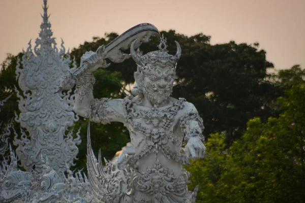 Thaiföld Csang Raj Vagyok Gyönyörű Kilátás Nyílik Fehér Templomra — Stock Fotó
