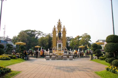 Tayland. Chiang Rai. Kral Mengrai Anıtı manzarası.