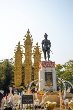 Tayland. Chiang Rai. Kral Mengrai Anıtı manzarası.