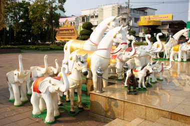 Tayland. Chiang Rai. Kral Mengrai Anıtı manzarası.