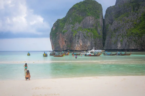 Tailandia Isla Phi Phi Una Vista Playa Maya Bay — Foto de Stock