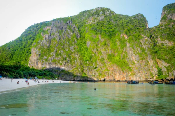 Tajlandia Wyspa Phi Phi Widok Maya Bay Plaży — Zdjęcie stockowe