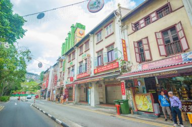 Singapur. Şehirde güzel bir Çin Mahallesi manzarası.