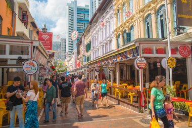 Singapur. Şehirde güzel bir Çin Mahallesi manzarası.