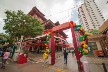 Singapur. Şehirde güzel bir Çin Mahallesi manzarası.