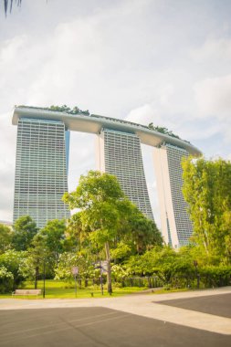 Singapur. Marina Körfezi Kumları manzarası
