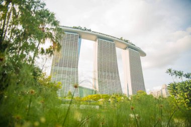 Singapur. Marina Körfezi Kumları manzarası
