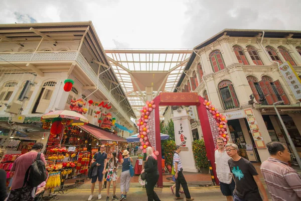 Σιγκαπούρη Μια Όμορφη Θέα Της Chinatown Στην Πόλη — Φωτογραφία Αρχείου