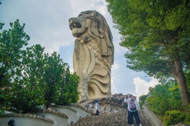 Singapur. Şehirdeki Sentosa Adası manzarası.