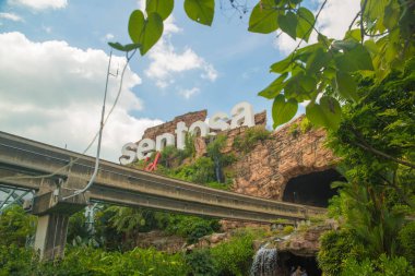 Singapur. Şehirdeki Sentosa Adası manzarası.