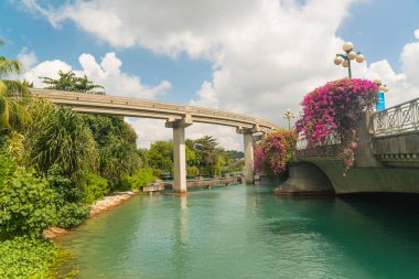 Singapur. Şehirdeki Sentosa Adası manzarası.