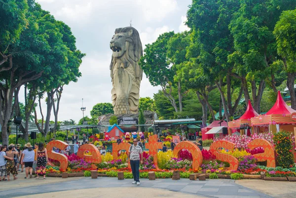 新加坡 城市中Sentosa岛的景观 — 图库照片