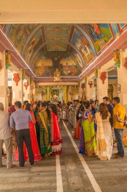 Singapur. Sri Mariamman Tapınağı manzarası