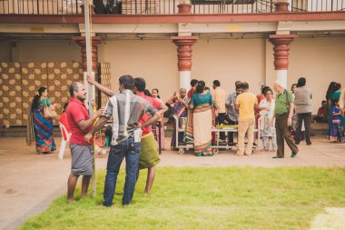 Singapur. Sri Mariamman Tapınağı manzarası