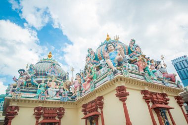Singapur. Sri Mariamman Tapınağı manzarası