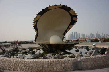 Katar. Doha! Şehrin güzel bir manzarası.